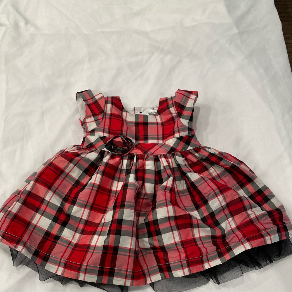 EUC Carter's Plaid Holiday Dress, Baby Girl, 6 months